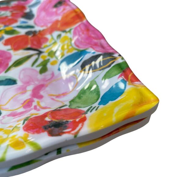 RACHEL ASHWELL 2 PC Large Melamine Serving Tray Platter Spring Floral 19x8 NEW - Picture 7 of 9